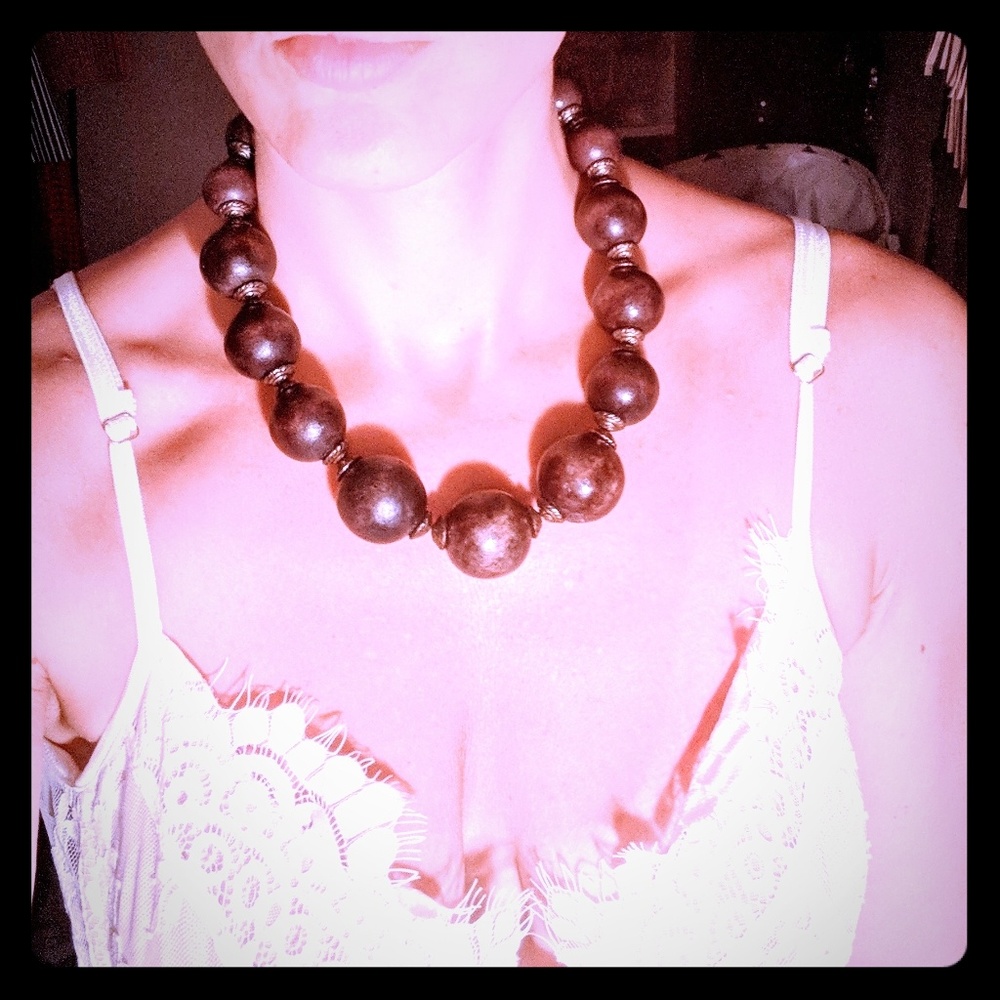 Brown Chunky Beaded Necklace